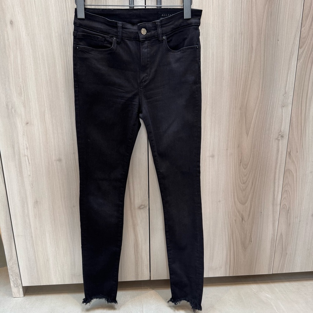 SOLD Allsaints Miller Size Me Stretch Mid-Rise Skinny Denim Black Jeans - Picture 4 of 13